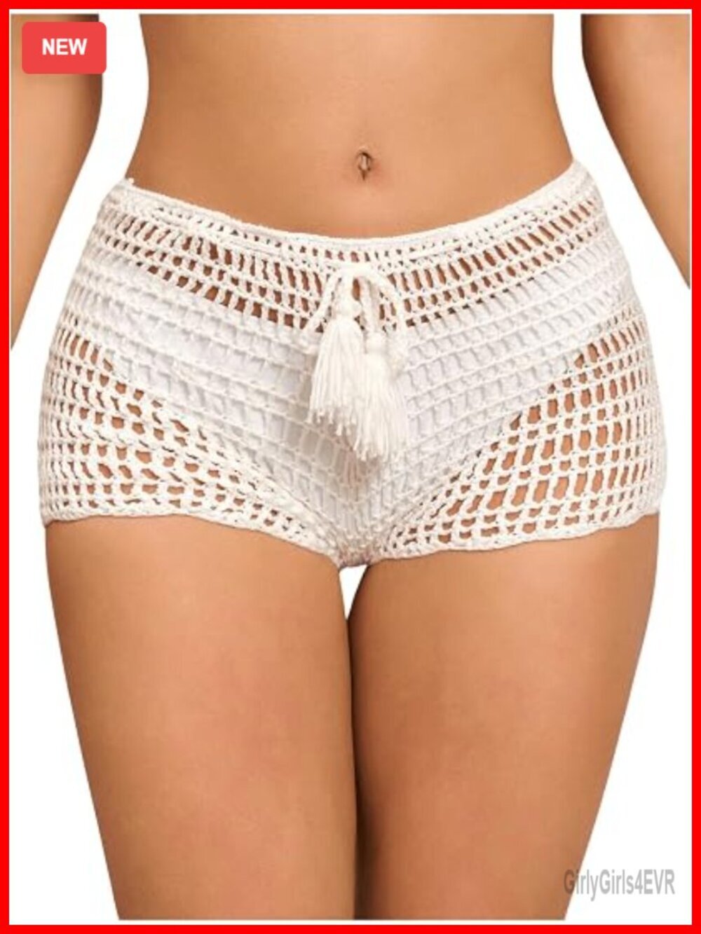 Women's Crochet Coverup Hollow Out Tie Waist See Through Boho Shorts